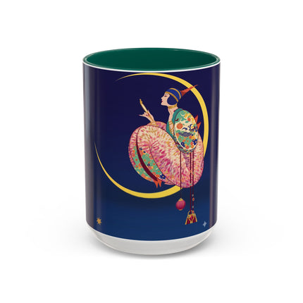 Moonlit Reflections Colorful Mug (11oz, 15oz) – Celestial Elegance, Art Deco Beauty & Dreamy Style