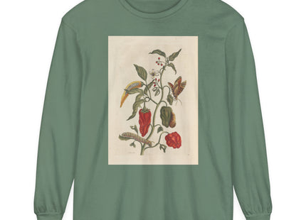 Botanical Pl.15 by Maria Sibylla Merian Garment-dyed Long Sleeve T-Shirt