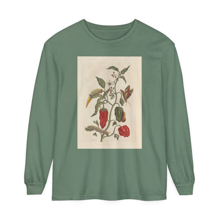 Botanical Pl.15 by Maria Sibylla Merian Garment-dyed Long Sleeve T-Shirt
