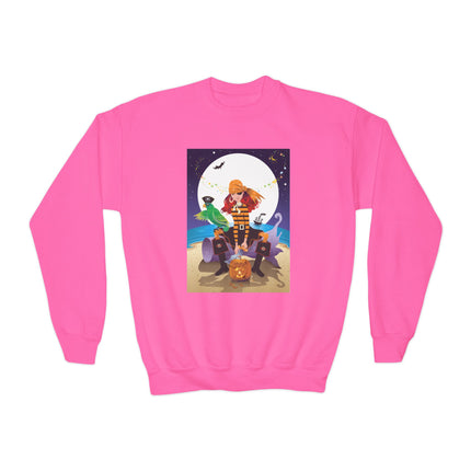 Moonlit Pirate Halloween Youth Crewneck Sweatshirt