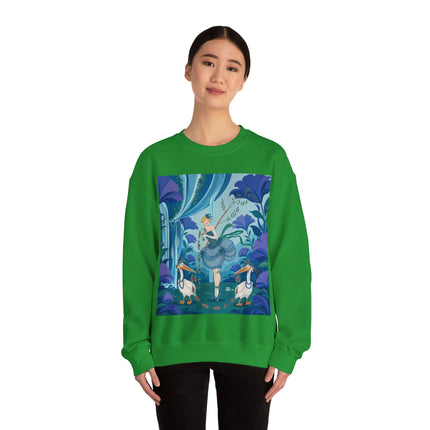 🪶🌺 The Pelican Garden Dance Crewneck Sweatshirt – Art Deco Botanical Whimsy