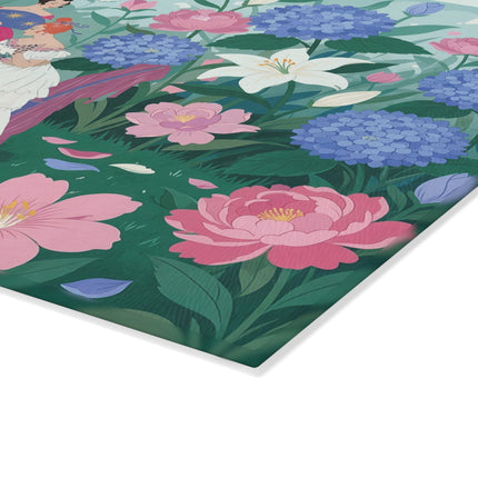 🌸🕯️ The Lady Of The Secret Garden Vanity Glass Cutting Board – Art Deco Floral Elegance