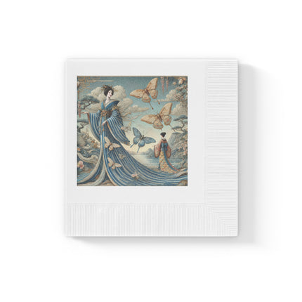 Butterfly Empress White Coined Napkins – Graceful Butterflies & Timeless Elegance