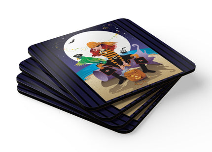 Moonlit Pirate Halloween Corkwood Coaster Set