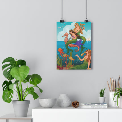 Three Mermaids with Strings of Pearls by Carlo Chiostri Giclée Art Print
