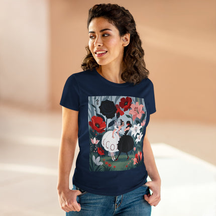 🌹🖤 The Midnight Rose Garden Cotton Tee – Art Deco Floral Fashion