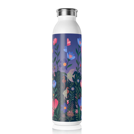 🐠🌸 The Lady Of The Underwater Garden Slim Water Bottle – Art Deco Aquatic Floral Whimsy