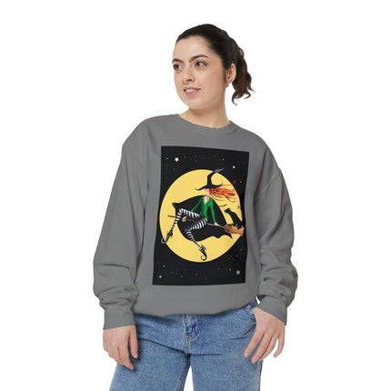 A Witch’s Moonlit Flight Unisex Garment-Dyed Sweatshirt