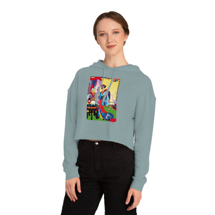 A Timeless Journey by Umberto Brunelleschi Women’s Cropped Hooded Sweatshirt