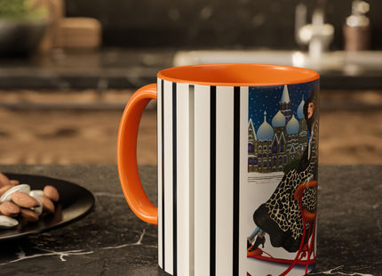 Elegant Winter Woman in Sleigh Colorful Mugs (11oz, 15oz)