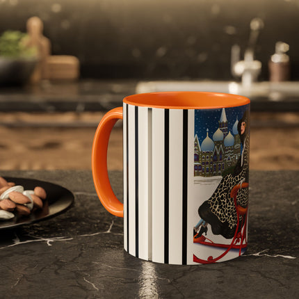 Elegant Winter Woman in Sleigh Colorful Mugs (11oz, 15oz)