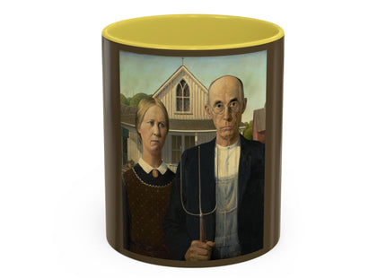 American Gothic by Grant Wood Colorful Mugs (11oz, 15oz)