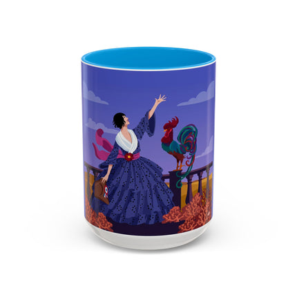 The Dawn Serenade Colorful Mug (11oz, 15oz) – Rooster Beauty, Morning Charm & Art Deco Elegance