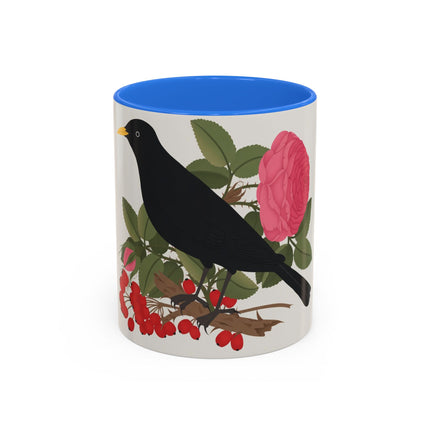Blackbird & Rose Colorful Mugs – Timeless Elegance & Nature's Harmony
