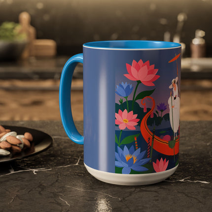 The Lady Of The Lotus Voyage Colorful Mugs – Art Deco Botanical Elegance