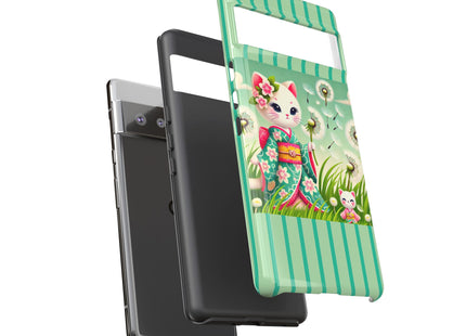 Geisha Kitten and the Dandelion Phone Cases