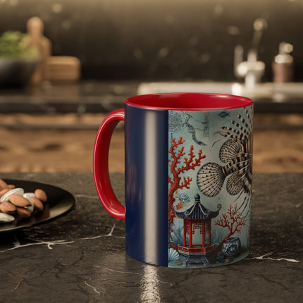 Lionfish & Lantern Colorful Mug – Mystical Ocean & Asian Harmony