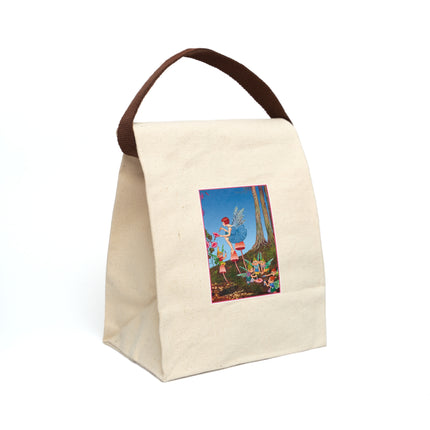 Periwinkle Painting the Petals Ida Outhwaite Canvas Lunch Bag With Strap