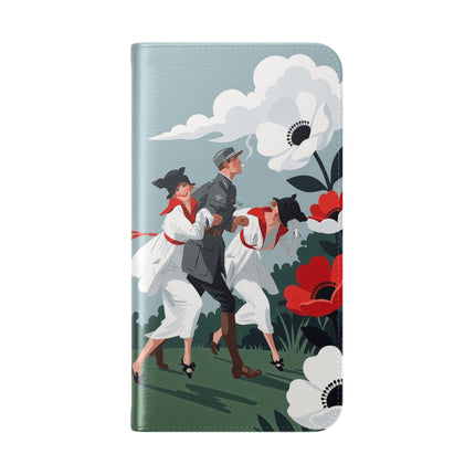 🌺🎩 The Ladies Of The Scarlet Garden Flip Case – Art Deco Floral Adventure