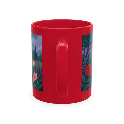 🌹💌 The Lady Blowing Kisses In The Rose Garden Ceramic Mug – Art Deco Floral Romance