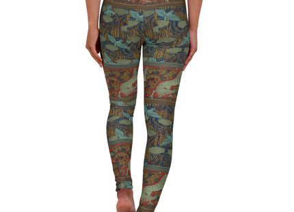 Kingfisher Flowers, Horses and Trees by Maurice Pillard Verneuil High Waisted Yoga Leggings (AOP)