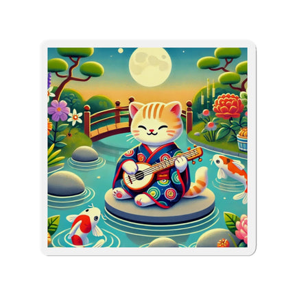 Melodic Kitten by the Koi Pond Die-Cut Magnets (5 Sizes)