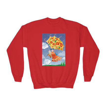 Flight of Blossoms Youth Crewneck Sweatshirt – Freedom, Imagination & Joyful Flight