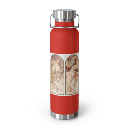 The Seasons by Alphonse Maria Mucha Copper Vacuum Insulated Bottle, 22oz