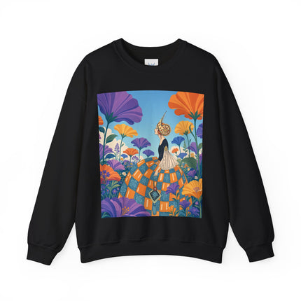 🌺🧡 The Lady Of The Golden Garden Crewneck Sweatshirt – Art Deco Fashion Fantasy