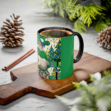 🍀🎄 The Emerald Holly Christmas Colorful Mug – Art Deco Holiday Elegance