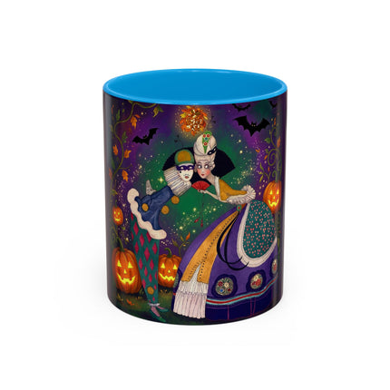 🎭🎃 The Masquerade Beneath The Pumpkin Lantern Colorful Mug – Theatrical Halloween Charm