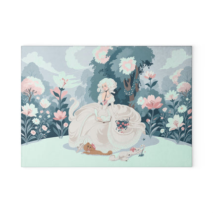 🌸📖 The Lady Of The Secret Garden Glass Cutting Board – Art Deco Floral Elegance