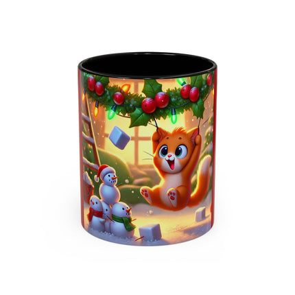 Naughty or Nice Kitten Christmas Colorful Mugs (11oz, 15oz)