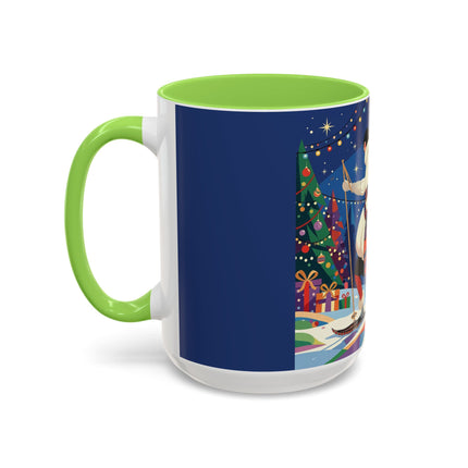🌙🎿 The Moonlit Christmas Skier Colorful Mug – Whimsical Holiday Fantasy