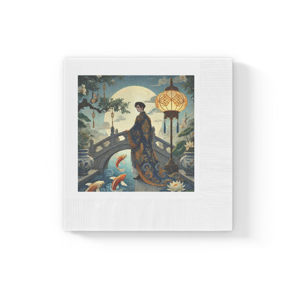Moonlit Bridge Gentleman White Coined Napkins – Imperial Serenity & Moonlit Harmony