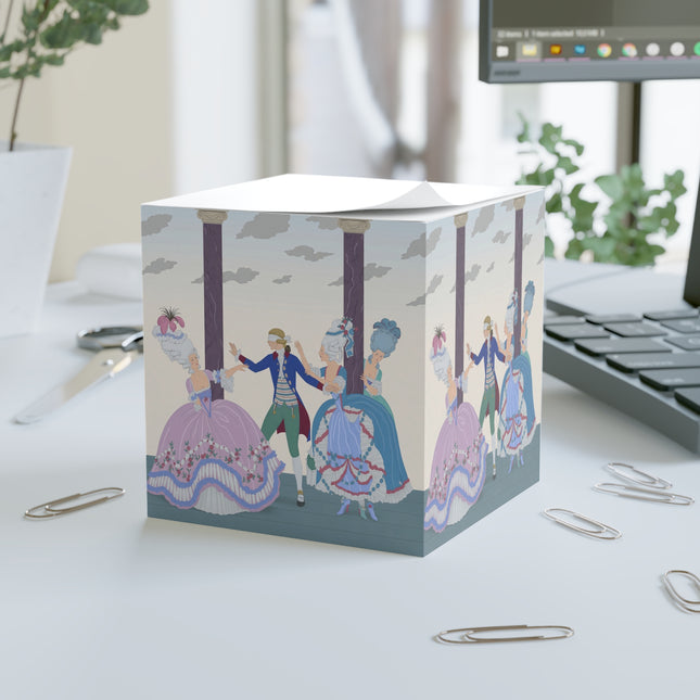 🎭🌸 Blindman’s Bluff Note Cube – Rococo Courtship Whimsy