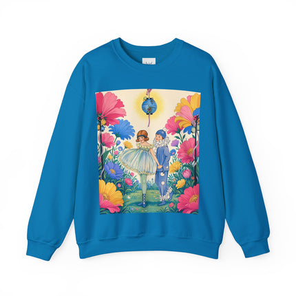🌸🏮 The Lantern Garden Stroll Crewneck Sweatshirt – Art Deco Floral Whimsy