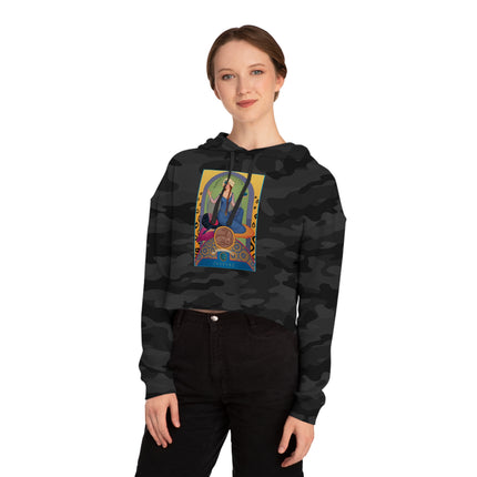 December & Tanzanite (from the Gem Series) by Sofia Chiostri Women’s Cropped Hooded Sweatshirt