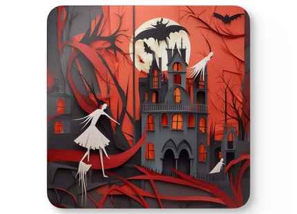 Halloween Night Scene Corkwood Coaster Set
