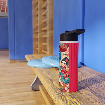 Geisha Kitten's Enchanted Carousel Ride Stainless Steel Water Bottle, Standard Lid