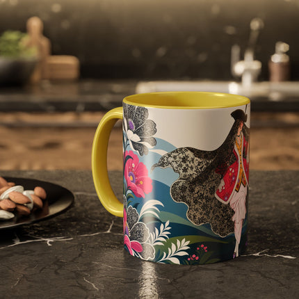 🌸🎀 The Pink Lace Garden Promenade Colorful Mug – Art Deco Fashion Elegance