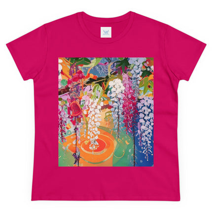 Women's Golden Wisteria Print Midweight Cotton Tee