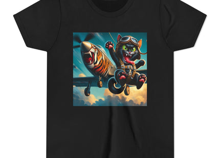 Parachuting Cat Commando Youth Short Sleeve Tee