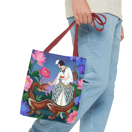 🐉🌸 The Dragon Keeper Tote Bag – Art Deco Floral Fantasy