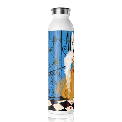 🎭🌹 The Lady Behind The Gilded Gates Slim Water Bottle – Art Deco Masquerade Elegance