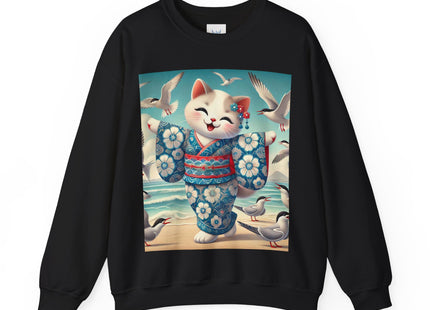 Geisha Kitten by the Seaside Heavy Blend™ Crewneck Sweatshirt