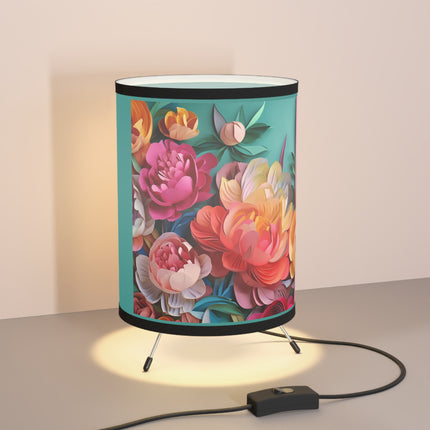 Peonies in Full Bloom Tripod Lamp