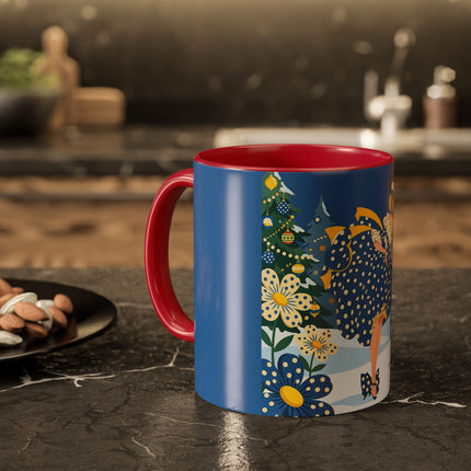 💙🌼 The Bluebell Christmas Promenade Colorful Mug – Art Deco Holiday Fantasy