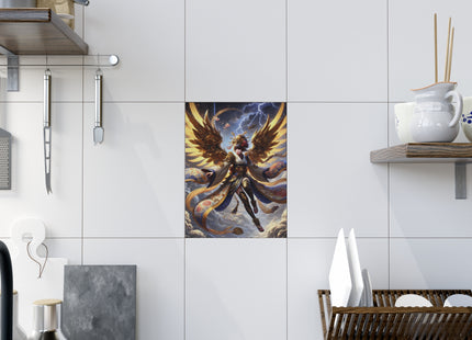 Valkyrie Descending Through Storm Ceramic Tile