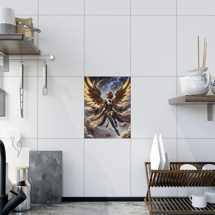 Valkyrie Descending Through Storm Ceramic Tile